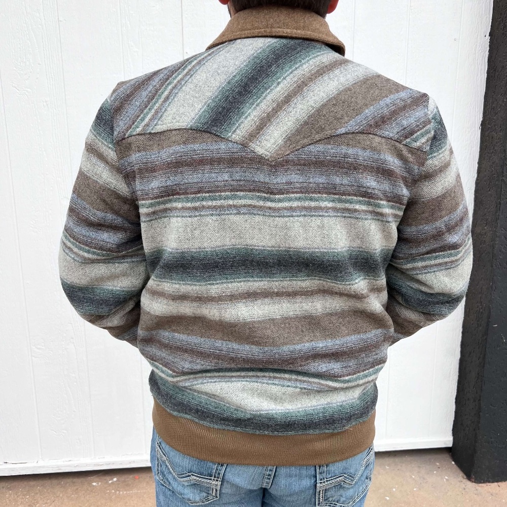 Taupe Powder River Serape Stripe Wool Bomber / Medium